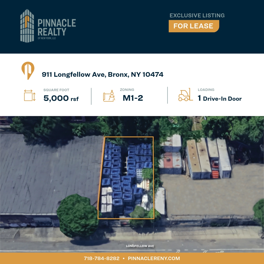 pinnaclereny's tweet image. Commercial Land For Lease – Hunts Point 🚧

📐 5,000 Sq. Ft. of Commercial Land
🚚 Ideal for parking, storage, fleet use, or contractor operations

📍911 Longfellow Ave, Bronx, NY 10474
pinnaclereny.com/property/911-l…

#ForLease #HuntsPoint #PRNY