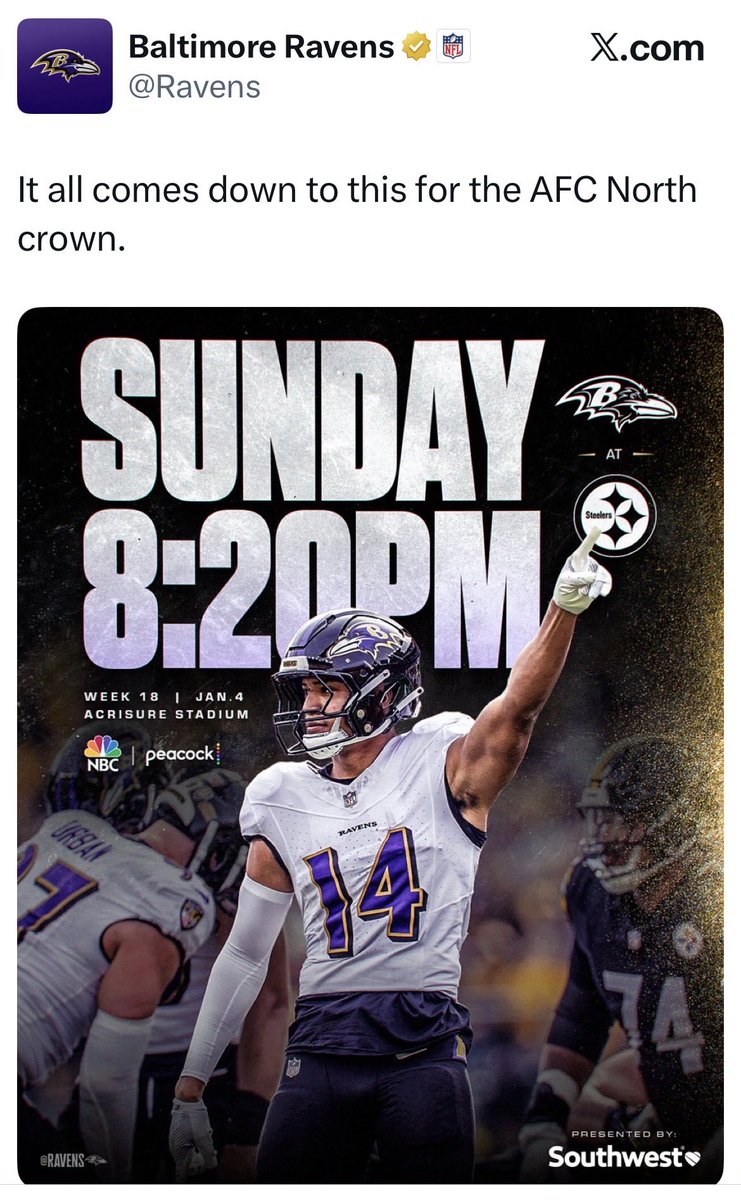 BeholdPaleH0rse's tweet photo. Big tilt this coming weekend between the #steelers and #ravens. The ravens are telling you who is going to win the game. They have to do this to avoid karmic retribution. https://t.co/dMv8OAyhzR