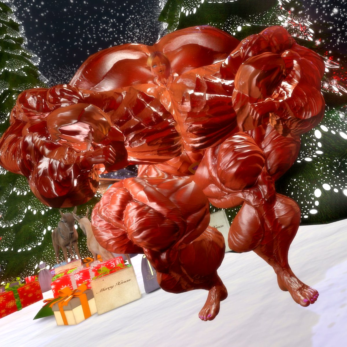 Some growing holiday elf ;3

#SecondLife #musclegrowth #musclegirl #bodybuilding #muscle