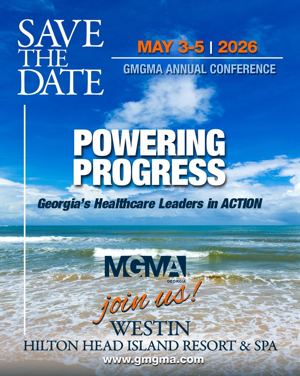 Exhibitor &amp; Sponsor Registration is now open for the Georgia MGMA Annual Spring Conference!
May 3-5, 2026
Click the following link for more information and to register:
 
new.express.adobe.com/webpage/KSbpdE…

Hope to see you there!
#gmgmaannualconference26