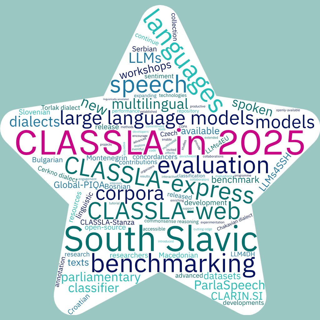 As we wrap up another eventful year, we would like to share an overview of the key developments and activities at our CLASSLA K-Centre during 2025, which includes new corpora, LLM benchmarks, workshops, and resources for SSH researchers.

➡️Read more here: clarin.si/info/k-centre/…