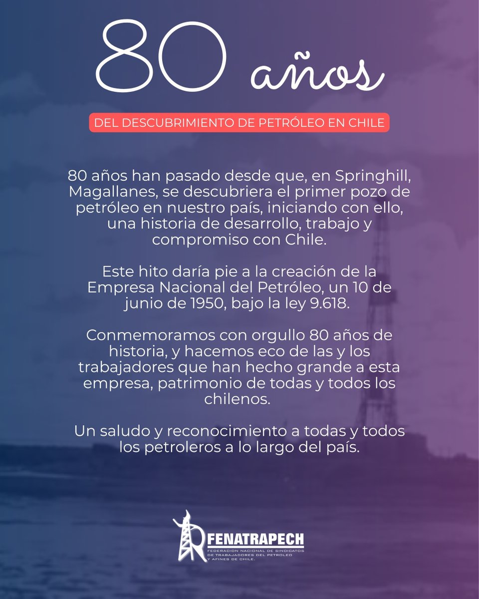 80 años han pasado desde que, en Springhill, Magallanes, se descubriera el primer pozo de petróleo en nuestro país, iniciando con ello, una historia de desarrollo, trabajo y compromiso con Chile.