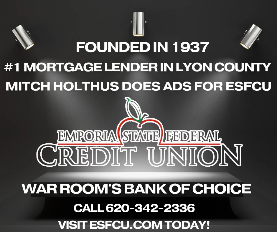 🔦West War Room - Sponsorship Spotlight Week
🫶 Today is our very first sponsor, one who gave us a chance when nobody else would, ESFCU! 
Built on trust since 1937, and never looked back!
Rooted in the community, rock-solid in the numbers, and ready when it matters most.
Emporia