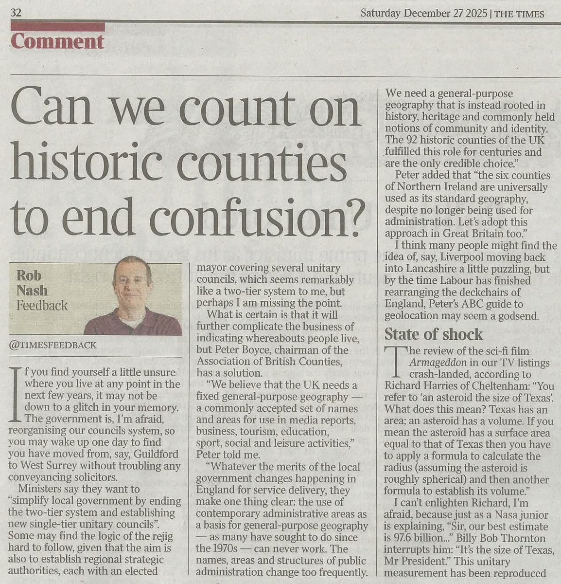 Yorkshire_DM's tweet photo. Came across this The Times comment via the Association of British Counties. We at YDM entirely agree with Rob Nash, the author! Our traditional counties are the only way to end confusion over general purpose geography. https://t.co/sOCacKn9iC