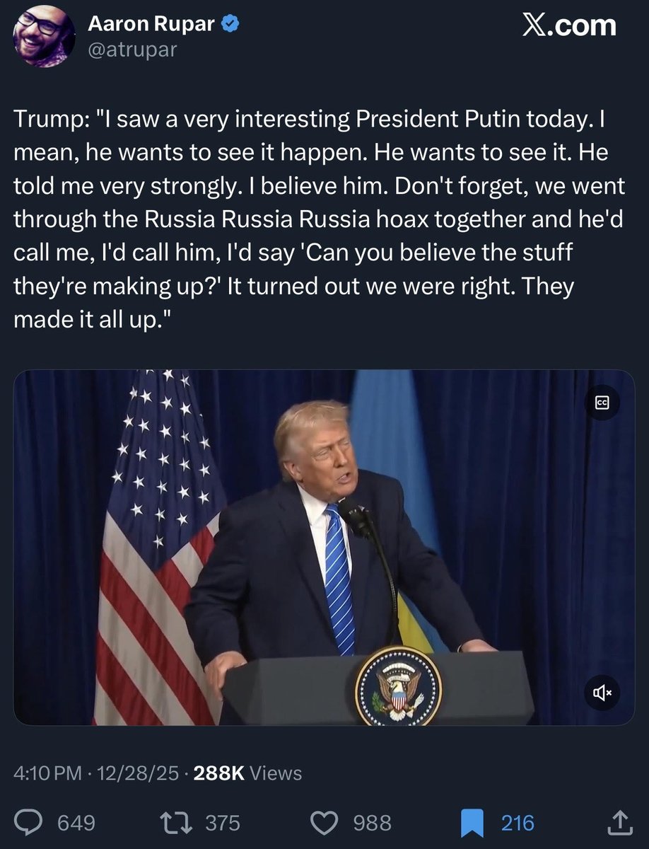 steadystate2025's tweet image. You don’t need to accuse Trump of being a recruited asset to reach a devastating conclusion:

Trump consistently treats an adversarial autocrat  (Putin) as more credible than U.S. intelligence, allied governments, and observable facts — and pressures the public to do the same.…