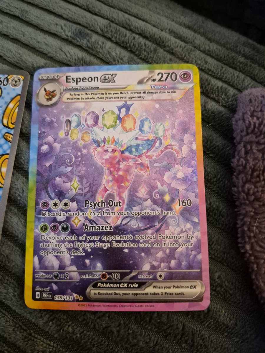 fatalst4y's tweet photo. Girlfriend luck is absolutely a thing btw, my first pack of prismatic evolutions, picked by my girlfriend!! https://t.co/Tqp8vqGMz4