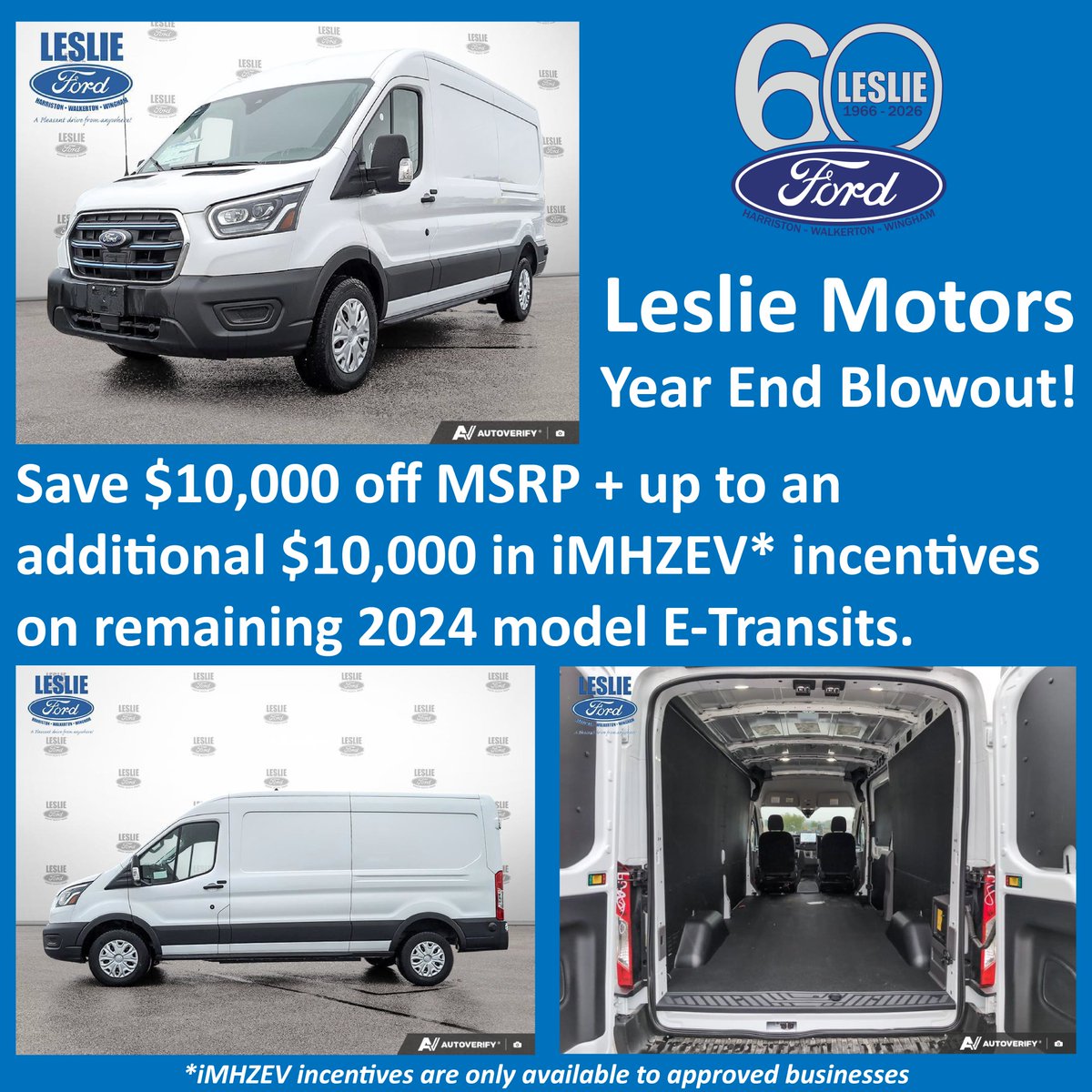 Year-End Blowout ⚡️🚘 Save up to a potential $20,000 on select 2024 E-Transits. Visit us today for details.
#LeslieMotors #Sale #ETransit #FordCanada
