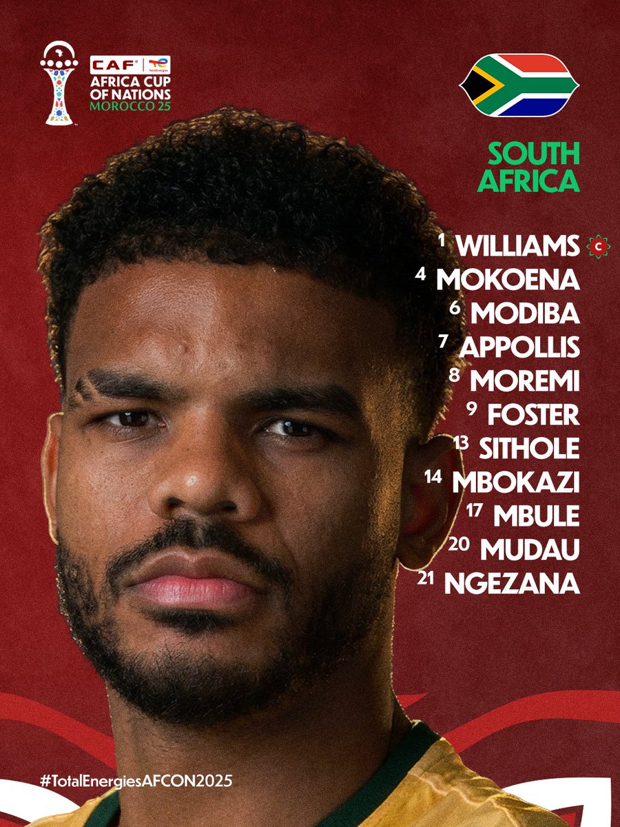 caf_online_FR's tweet image. 𝗖𝗢𝗠𝗣𝗢𝗦 📋

🇿🇼 Zimbabwe 🆚 Afrique du Sud 🇿🇦

#TotalEnergiesAFCON2025