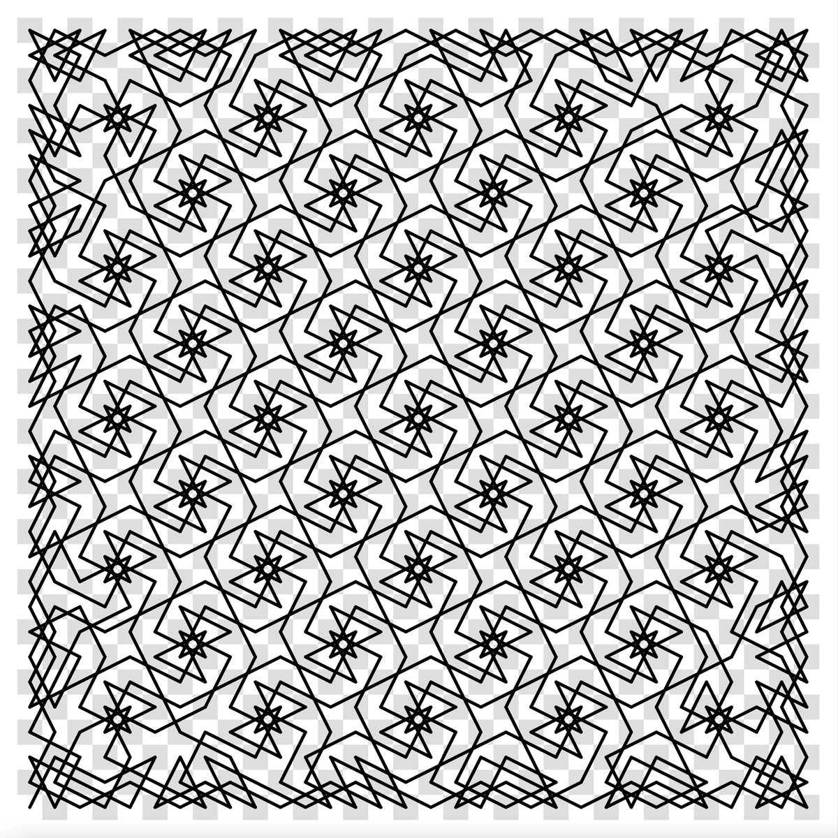 pickover's tweet image. Mathematics.  Chess.

A Knight's tour of a 32x32 chessboard. (The Knight visits every square exactly once.)  By Robert Bosch, @baabbaash, dominoartwork.com, Used with permission.