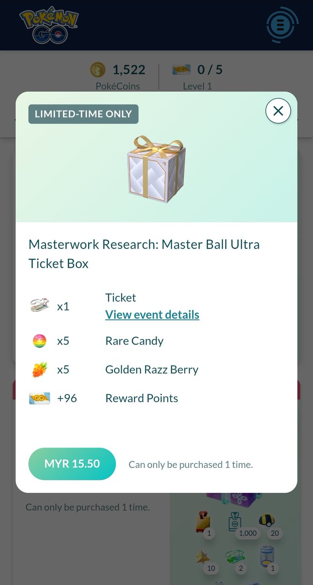 leecheeyung's tweet image. ⚠️ 3 day left... to get TICKET — Masterwork Research: A Precious Catch (RM15.50 🇲🇾) at Shop!

LIMITED-TIME ONLY at Pokémon GO Web Store.
(Same price &amp;amp; get more extra items)

** Screenshot: 11:32pm, Mon, 29 Dec 2025 (🇲🇾 GMT+8)

#PokemonGO
#MasterworkResearch
#MasterBall

=====
