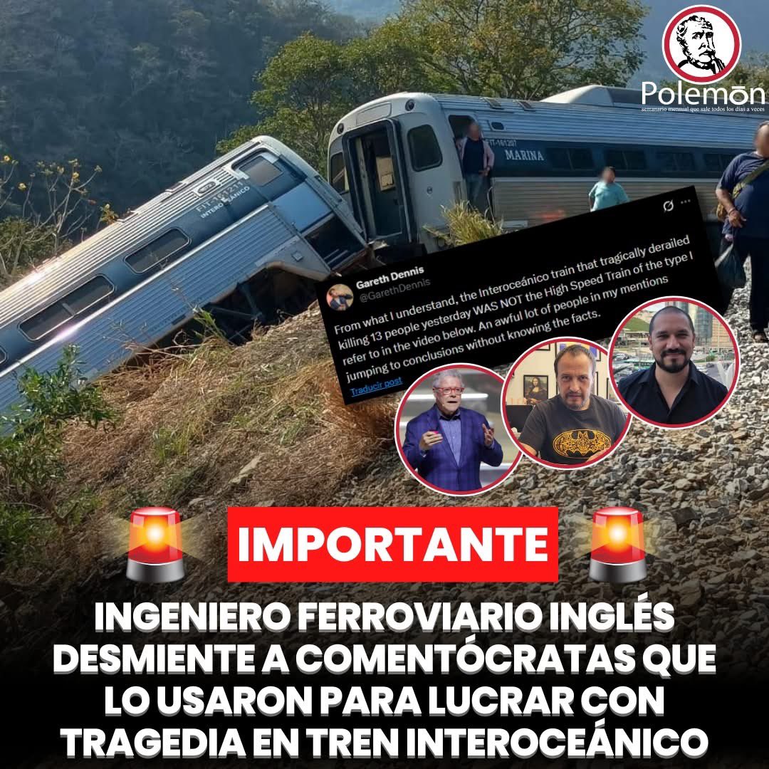 ElFranky_'s tweet image. 🚨 #IMPORTANTE | El ingeniero ferroviario británico Gareth Dennis dejó en evidencia a Sergio Sarmiento (Oficial), Jorge García Orozco, Marco Levario y otros comentócratas, que usaron su nombre para mentir y fabricar la narrativa de que el descarrilamiento del Tren Interoceánico…