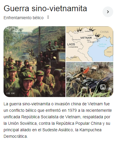 🔵 Historia

En invasión china de Vietnam de 1979, conocida como "la guerra sino-vietnamita", el Ejército Popular de Liberación de China entró por el norte de Vietnam aprovechando que Vietnam aún estaba enredada en Camboya, tras mantener un conflicto bélico que había iniciado el