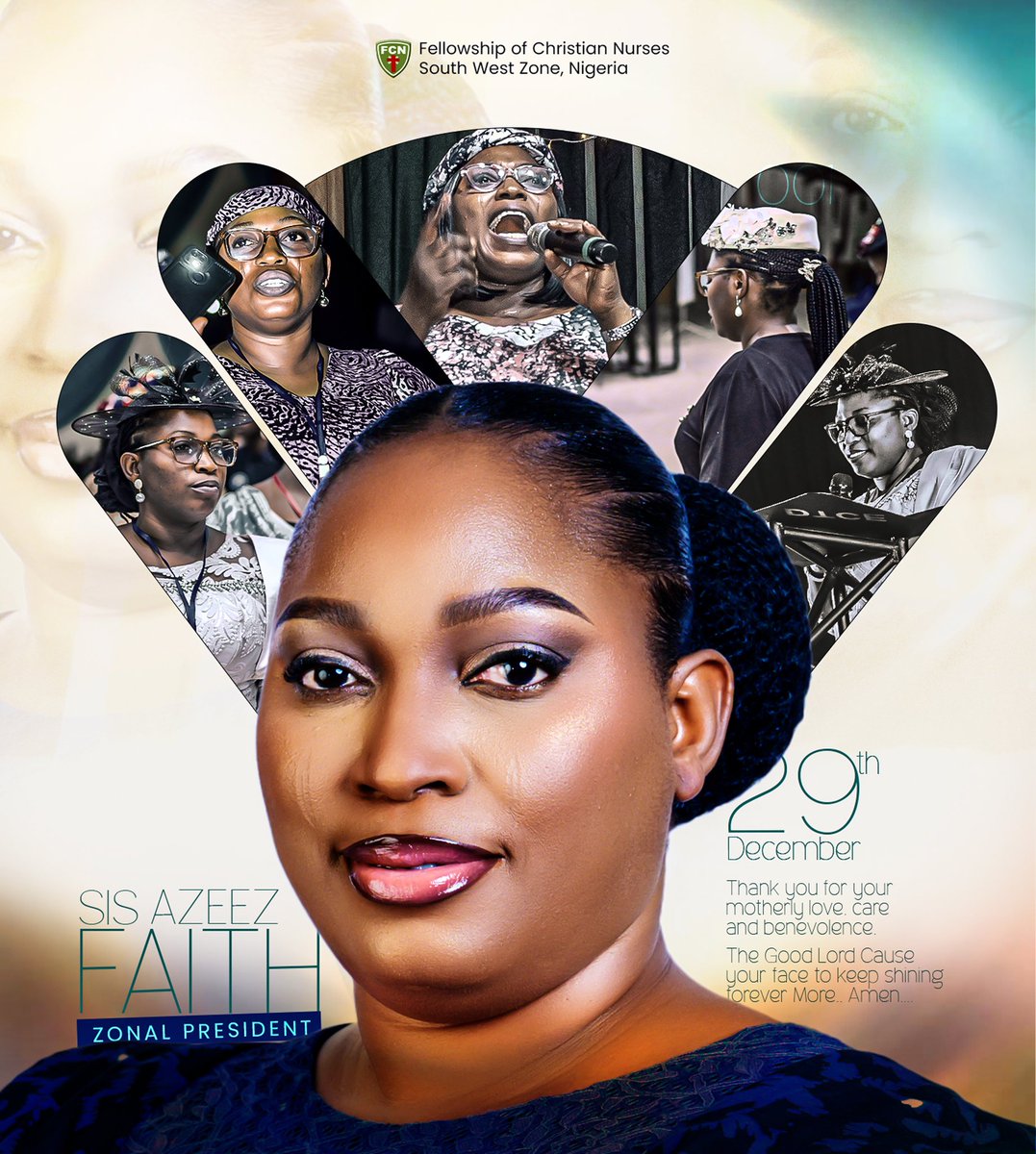 Happy Birthday to FCNSWZ 001; Sis. Azeez Faith

Faithful&amp;Fervent
Anointed&amp;Approachable
Impactful&amp;Intentional
Trustworthy&amp;Tenacious
Hardworking&amp;Humble

Your life is a living expression of God's grace and love
Thank you for leading us in the faith
Many Happy Returns ma🥰

©️FCNSWZ