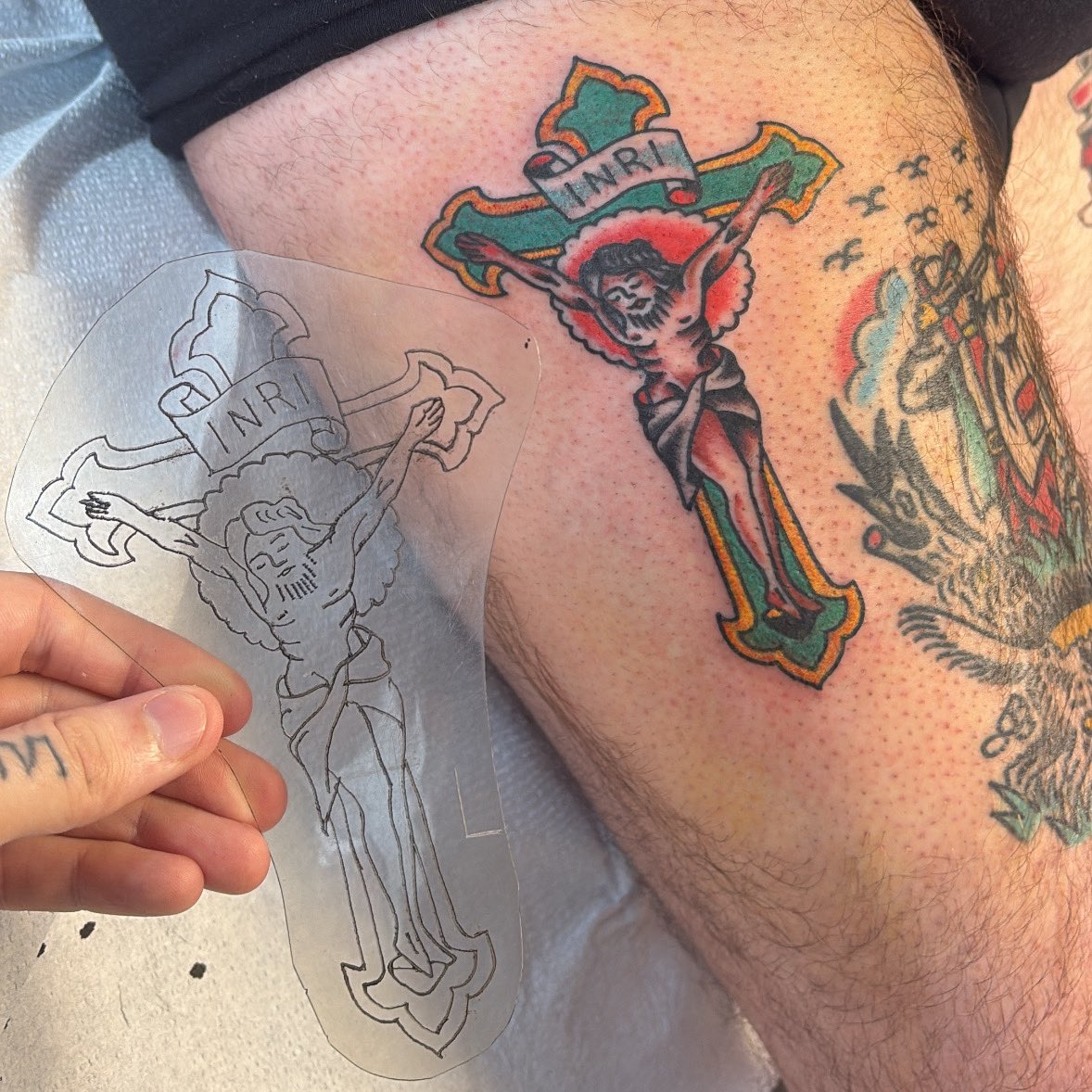 Almost 9 years ago I was gifted a Bert Grimm acetate. I got to tattoo off of it about 2 days ago and I’ll never live off that high again. 
Blessed to be doing this tatt thing