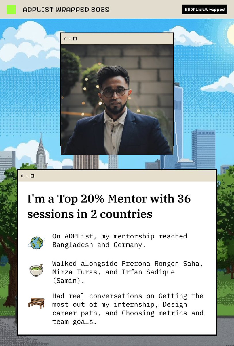 jahinshowic's tweet photo. Countless mentorship sessions. 12+ years of lessons…..reflected back.
I joined https://t.co/Tz67Jt8wld thinking I’d give back.
What surprised me? How much mentoring sharpens your own thinking.
.
.
#ADPListWrapped
#ProductLeadership
#Mentorship
#B2BSaaS
#GenAI https://t.co/EiLfLGFECy