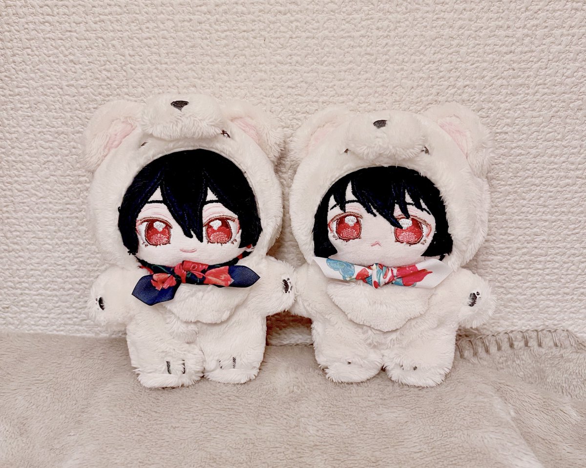 「ぬいちゃんサイズスカーフ ✿.•ポピーのスカーフ•.✿ × 真夜中(兄)/朝(弟」|どろしーのイラスト
