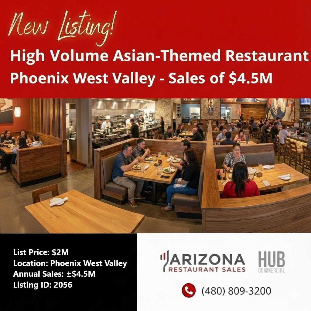 RestaurantTeam's tweet photo. Check out our newest listing! High Volume Asian-Themed Restaurant and Bar for Sale in the Phoenix West Valley. Contact us for the details!  #arizonarestaurantsales #restaurantsforsale #restaurantbrokers https://t.co/JfyJH4BvVC