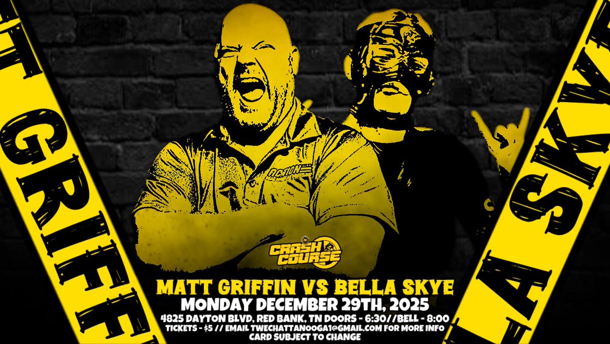 ⚠️TONIGHT⚠️

⚠️STARX/SHOOK⚠️
⚠️AWFUL/OWENS⚠️
⚠️WADE &amp; CULLEN/MURPHY &amp; KAT⚠️
⚠️MILLA/STRYKER⚠️
⚠️TN TRASH/BEYOND BETTER⚠️
⚠️WALL/SEAL⚠️
⚠️GRIFFIN/BELLA⚠️
+ MORE

WILL BE FILMED FOR IWTV!

🎟️ - $5
📍 - TWE ARENA
🛎️ - 6:30
🚪 - 8:00