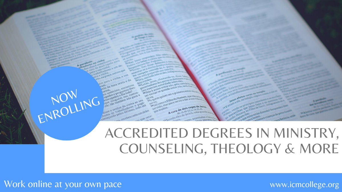 drrayself's tweet image. Looking to develop a deeper relationship with God? Do you want to be equipped for the ministry God has called you to? Visit icmcollege.org to browse our programs and enroll today!

#seminary #kingdomeducation #christiancounseling #ministryequipping #futureminister