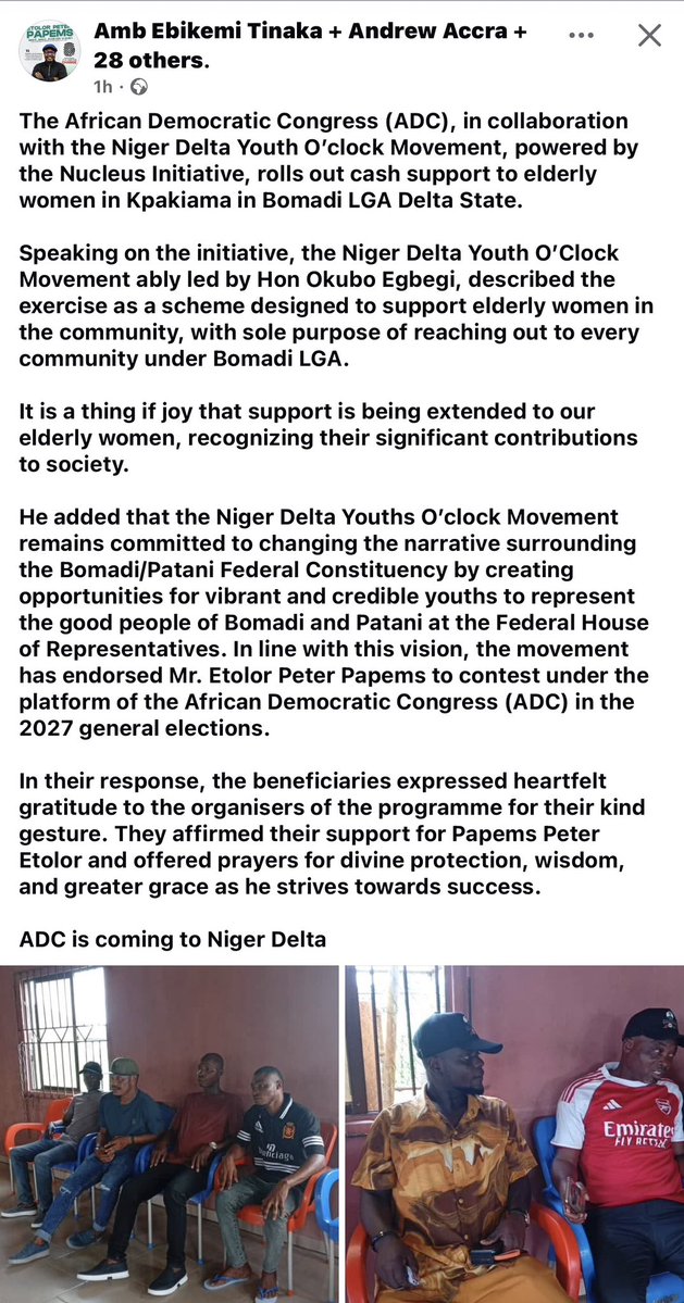 Niger_delta4ADC's tweet image. The Youths are coming up, our mothers are happy and ADC is taking over in Niger Delta.