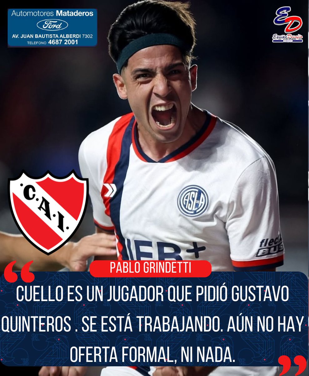 Pablo Grindetti, secretario de comunicación de Independiente, declaró en "SoloxDeporte" sobre el interés del técnico del Rojo sobre Alexis Cuello.