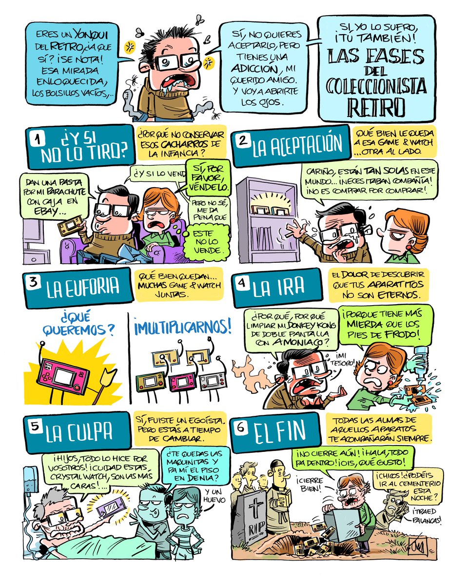 YedaiJamao's tweet image. Las fases del coleccionista retro. 
¿Dónde estás tú?

Un cómic de la revista #retrogamer