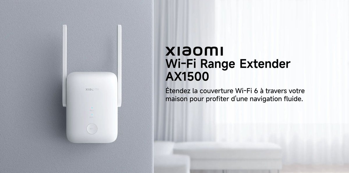 Le Xiaomi Wi-Fi Range Extender AX1500 arrive en France :
tidd.ly/4jdIEga

WiFi 6 haut débit | Port Ethernet Gigabit | Compatible EasyMesh | Technologie Beamforming | Antenne omnidirectionnelle à double polarisation

#Xiaomi #XiaomiGlobal #UxTech