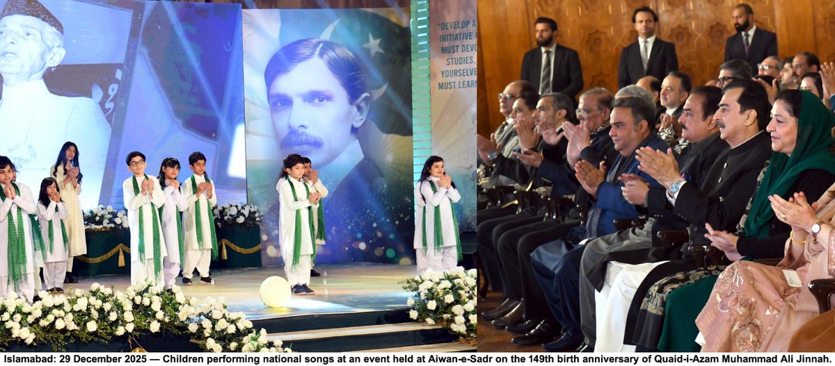 🇵🇰 Chairman Senate Syed Yousuf Raza Gilani addresses “Quaid aur Bachay” at Aiwan-e-Sadr on Quaid-e-Azam’s 149th birth anniversary; pays tribute to Founder’s vision; constitutionalism, democracy, rule of law, and vital role of youth in shaping Pakistan’s future.
<a href="/PTVHomeOfficial/">PTV Home</a>