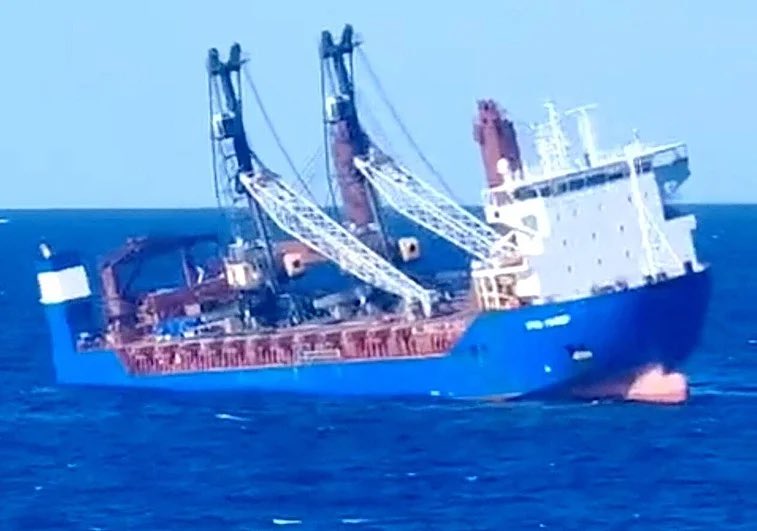sentdefender's tweet image. The M/V Ursa Major, a Russian-flagged and operated heavy-lift ship, part of Russia’s Shadow Fleet, which mysteriously sank December 2024 in the Western Mediterranean off the coast Cartagena, Spain, was possibly sunk by a torpedo and was carrying two VM-4SG Nuclear Pressurized…