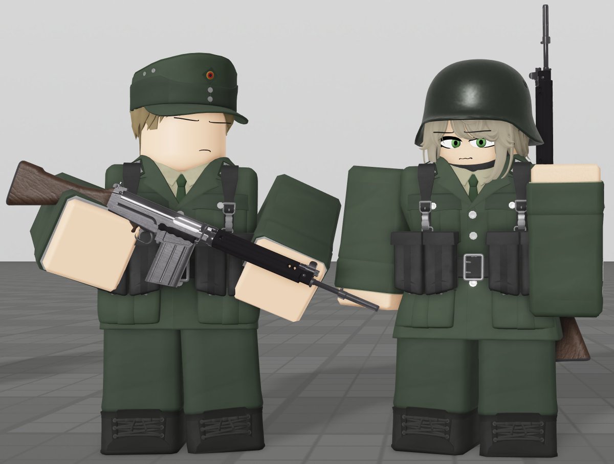 Haarinala's tweet image. BGS or Bundesgrenzschutz
(Federal Border Protection)

I guess you could call them their western counterparts to the Grenztruppen which I'll do soon. I also had to make changes a bit to their caps regarding the eagle badge on their caps.