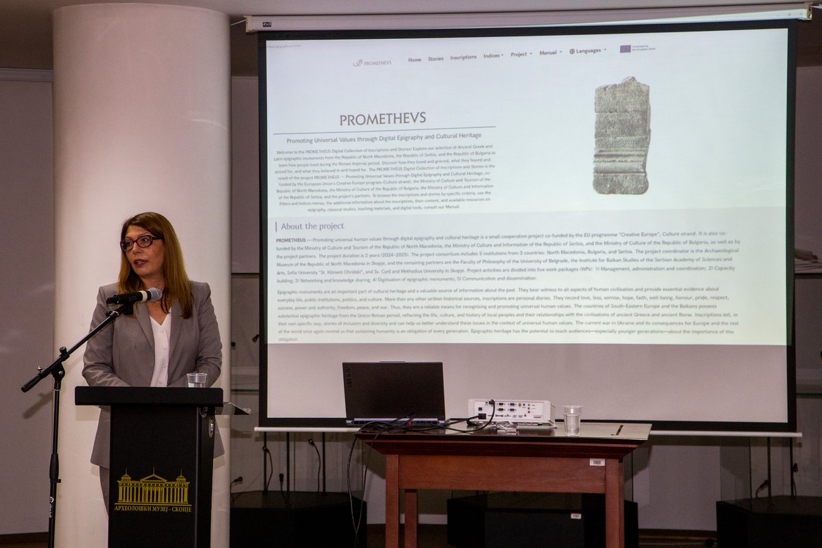On November 24, we presented our PROMETHEUS project at the Archaeological Museum of Skopje, welcoming a diverse audience eager to engage with ancient history and digital innovation.

#PrometheusProject #AncientInscriptions #unlockinghistory #Digitalgraphy #EpigraphicHeritage #DH