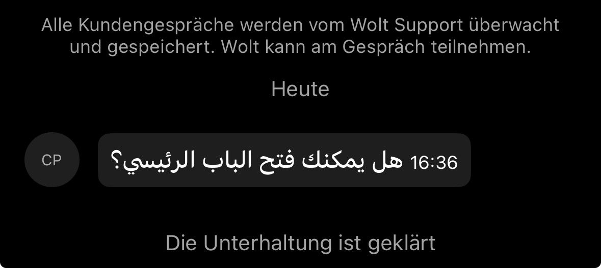 Wieso schreibt mir mein Wolt Fahrer auf arabisch