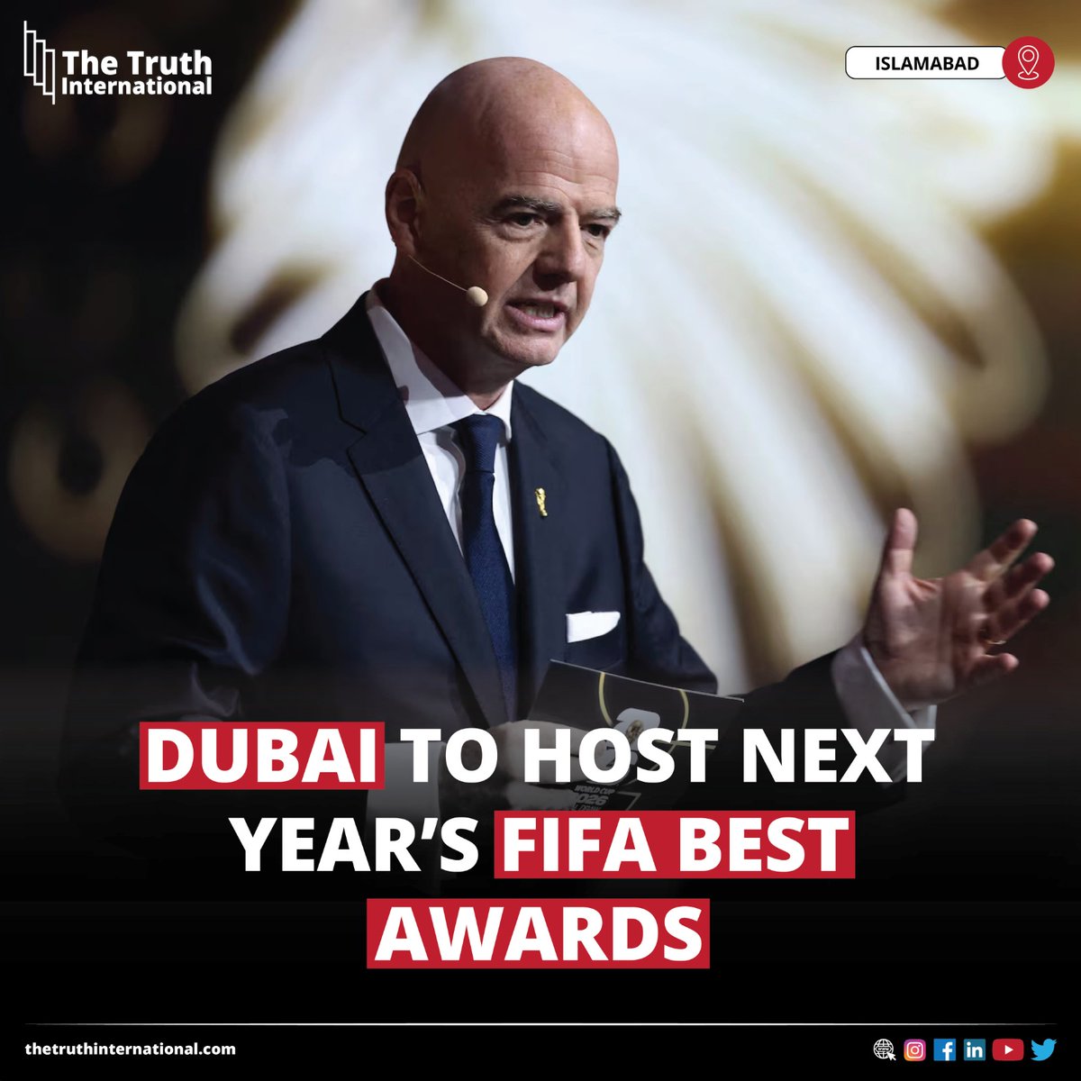 ttimagazine's tweet image. Dubai to host Next Year’s FIFA Best Awards

READ MORE: thetruthinternational.com/dubai-to-host-…

#Dubai #Host #NextYear #FIFA #BestAwards #Islamabad #TTI