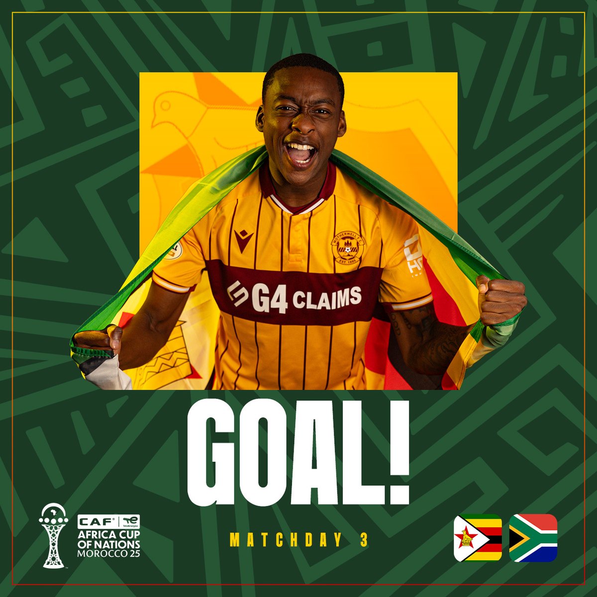 MotherwellFC's tweet image. WHAT A GOAL FROM TAWANDA MASWANHISE!!!!

Our Warrior dances through the South African defence to level the game after 19 minutes.
