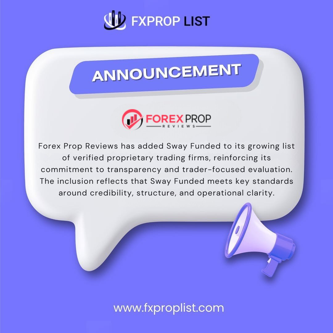 fxproplistcom's tweet photo. 🚨 New Listing on Forex Prop Reviews
Sway Funded has been added to the platform’s verified prop firm list, meeting key standards for transparency, structure, and trader-focused operations.
#ForexPropReviews #SwayFunded #PropFirmUpdate https://t.co/5ByXnWXiXi