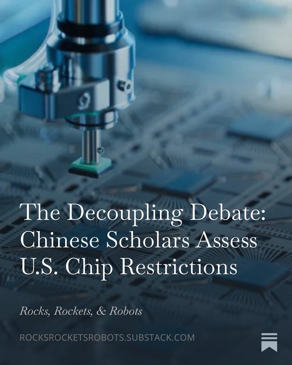 JesCMarks's tweet image. I recently launched a new Substack focused on competition across the technology supply chain. 

This piece looks at debates in #China over technology autarky vs global integration. 

Welcome to Rocks 🪨 Rockets 🚀and Robots🤖

Subscribe 👇
open.substack.com/pub/rocksrocke…