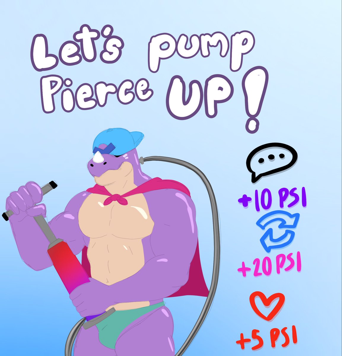 LET'S PUMP PIERCE UP! 🎈💨

💬COMMENT (+10):He gets Rounder&amp;Softer🍩
🔁 REPOST (+20):He gets Buffier&amp;Muscular💪
❤️LIKE (+5):Total Size&amp;Pressure increase!
Next update at 500 Likes!❤️
#ArtDrive #GrowthDrive #Inflatable #PierceThePump #BrawlStars #BrawlStarsArt