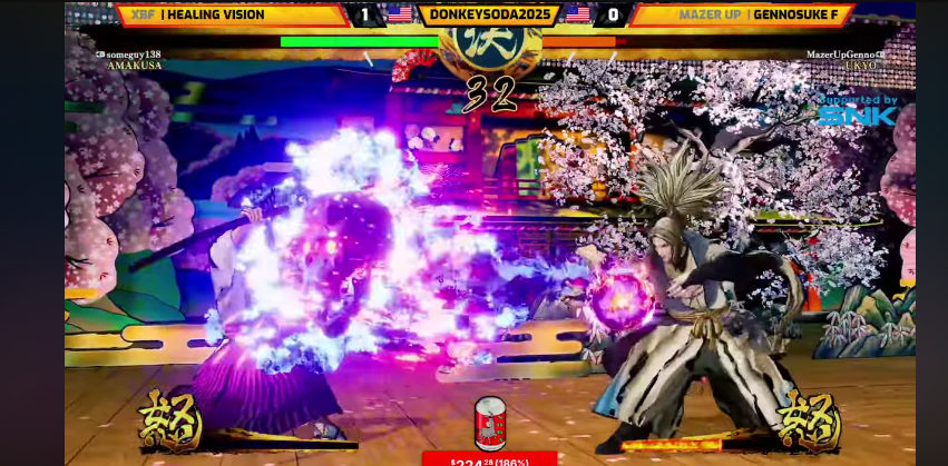 LdaAnd's tweet photo. Seeing an Amakusa player throwdown with an Ukyo makes me want to consider him again in Sam Sho 7:
#DonkeySoda2025
#SamSho7 https://t.co/m7N7DC0iUe