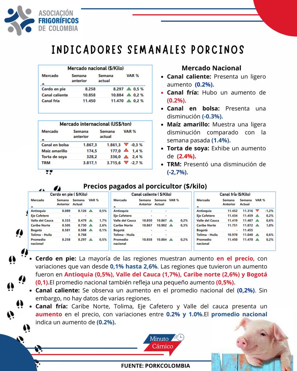 Asofrigorificos's tweet image. Así son los indicadores porcinos para fin del 2025