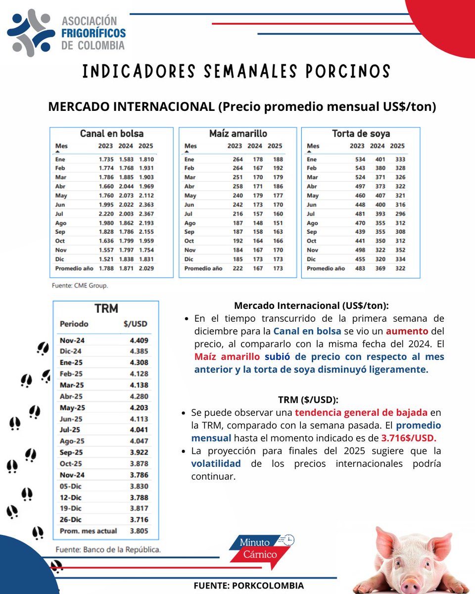Asofrigorificos's tweet image. Así son los indicadores porcinos para fin del 2025
