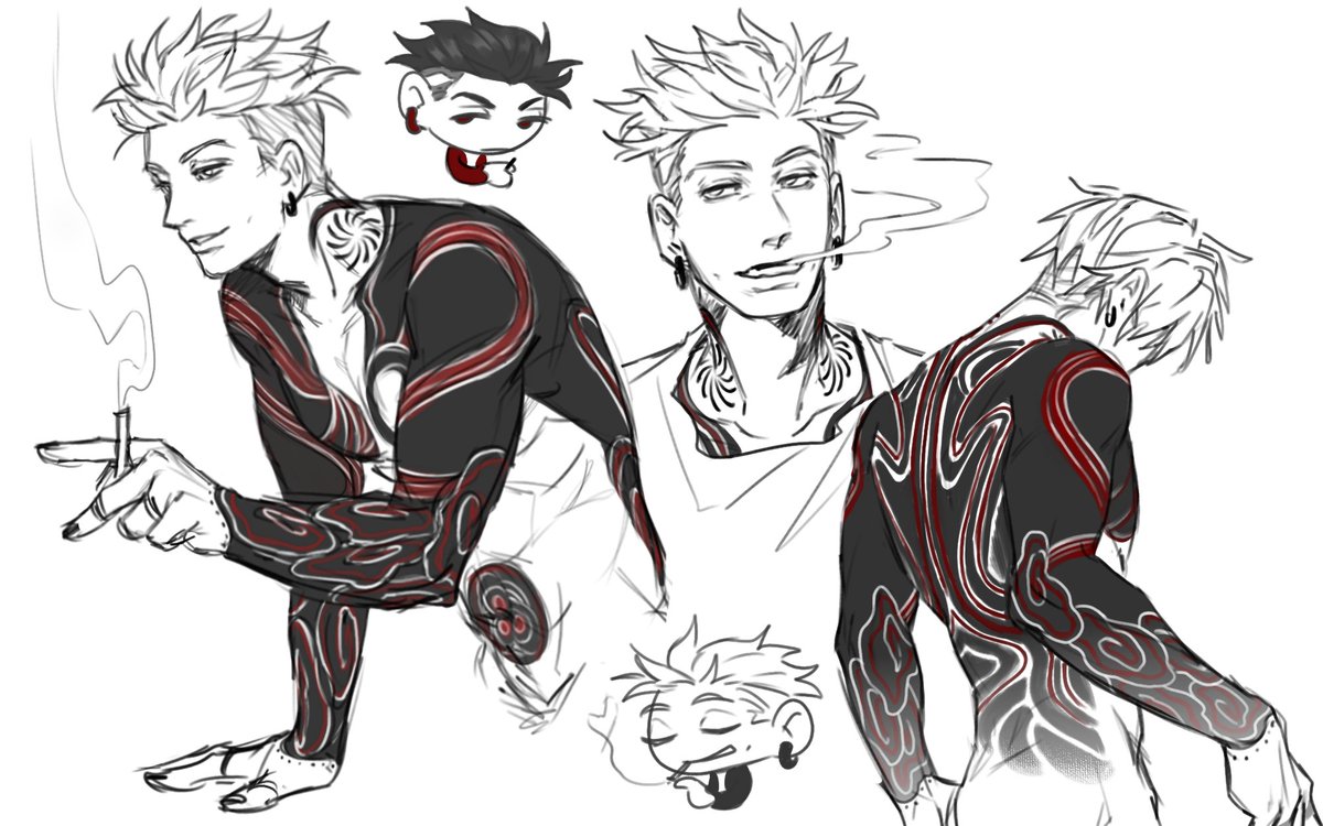 jingge__'s tweet image. enjin tattoo sketch but i gave up #gachiakuta