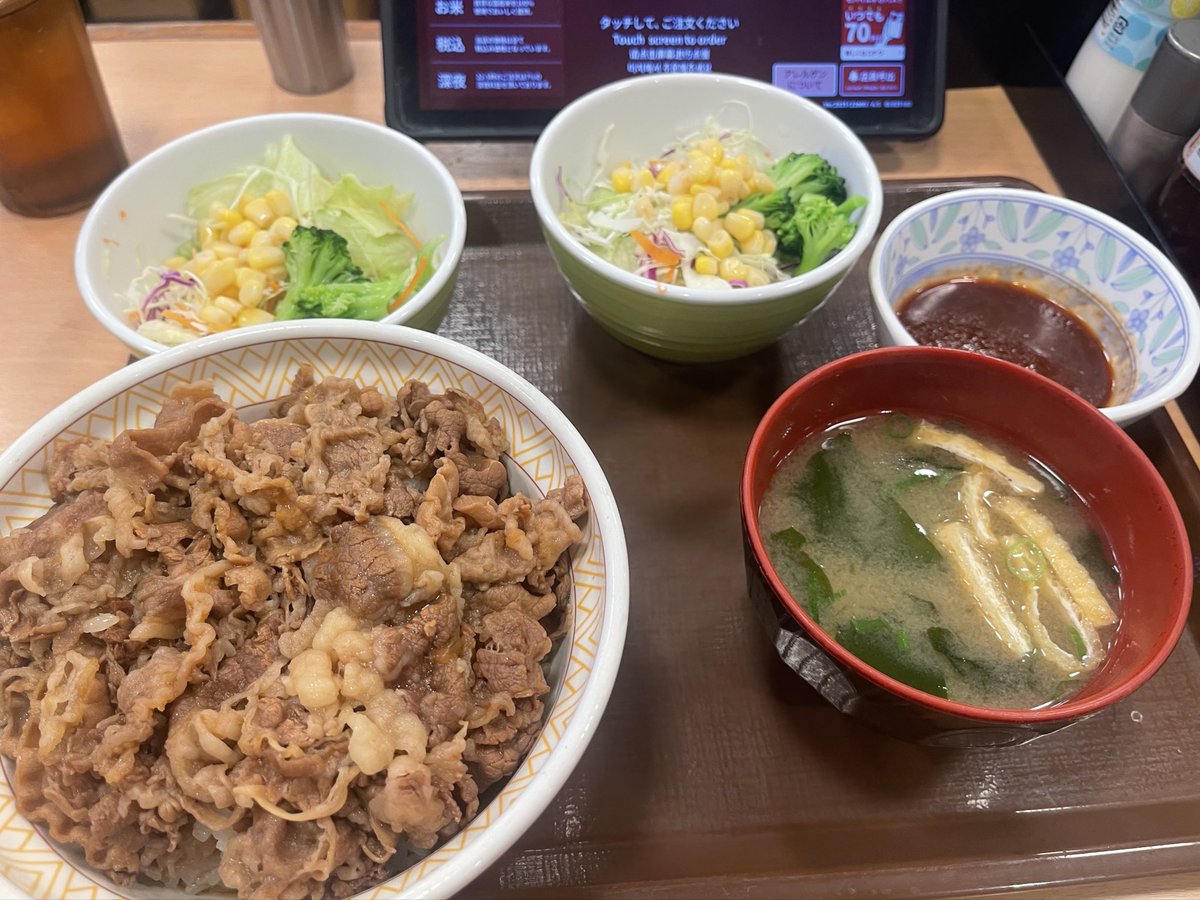 夜食(´﹃｀)

山岡家激混み🍜してた(￣▽￣;)
仕方なくすき家🍚

独り身って暇やなー(((ﾟ〰ﾟ)))