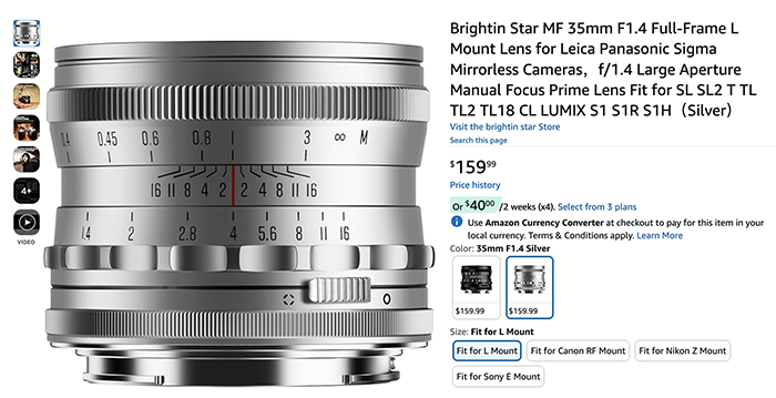 New Brightin Star 35mm f/1.4 Full Frame lens announced ift.tt/QDq9gCO