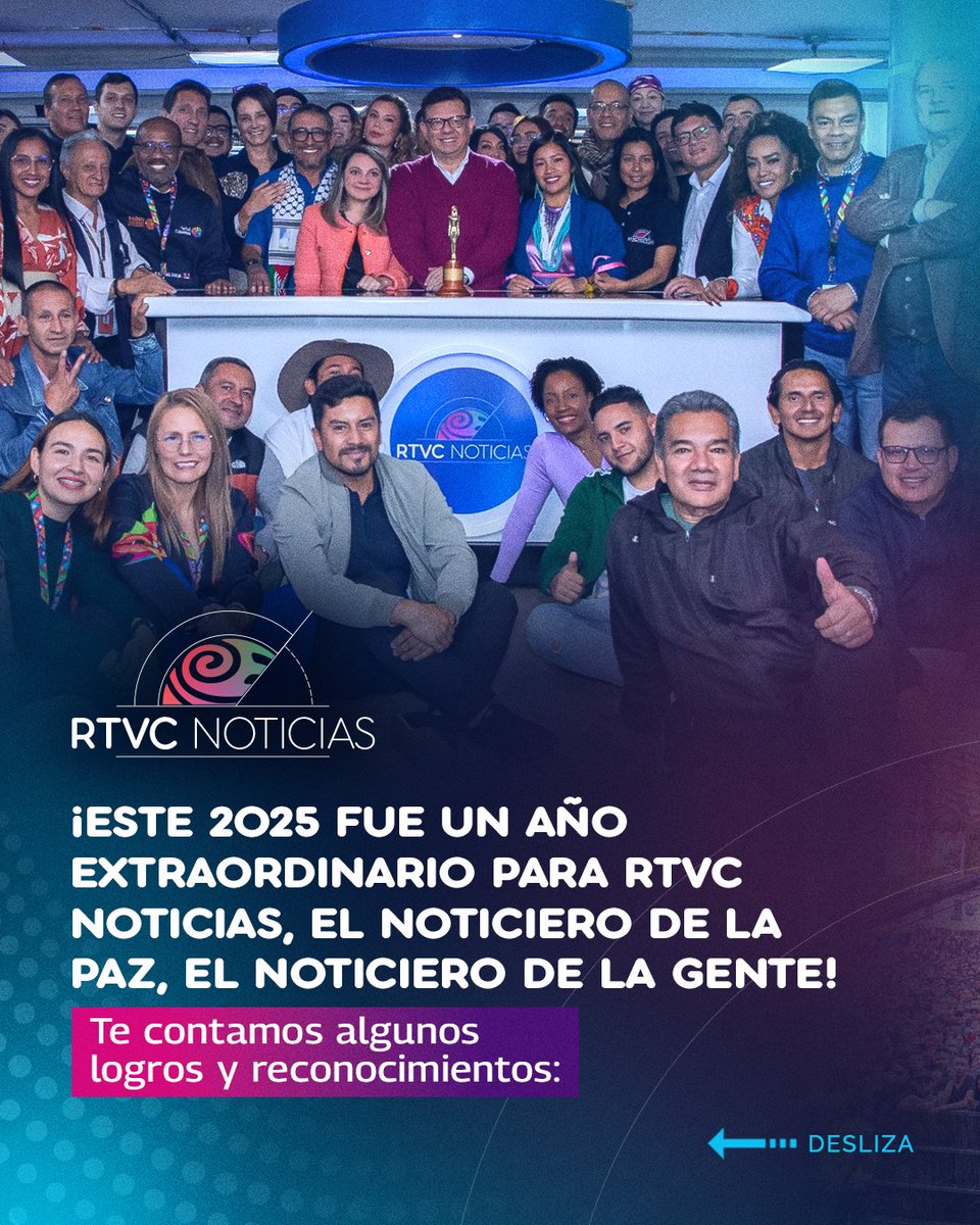 #OrgulloRTVC📈 El 2025 para #RTVCNoticias fue extraordinario: ¡abrimos hilo contándote nuestros principales logros y reconocimientos del noticiero de la paz, el noticiero de la gente!

🔴Más información en:👉🏻rtvcnoticias.com/senal-en-vivo 📲