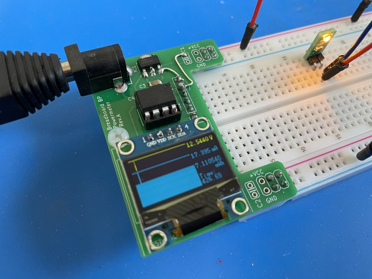 Breadboard power adapter with power meter display 
#breadboard #powermeter #oled