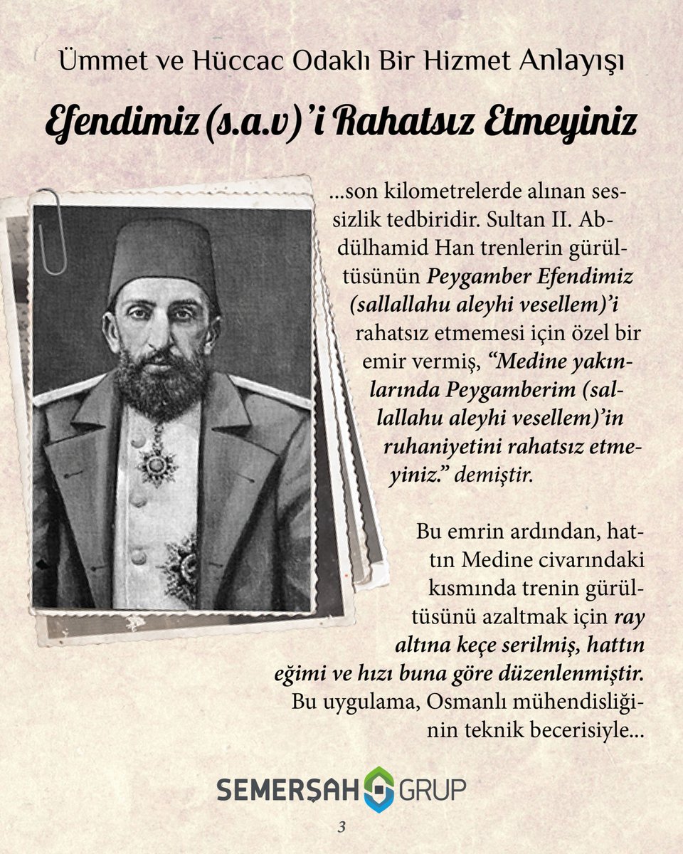 SemersahTurizm's tweet photo. Ümmet ve Hüccac Odaklı Bir Hizmet Anlayışı: Hicaz Demiryolu 

#Hicaz #Haremeyn #Osmanlı #Abdülhamid https://t.co/rR9ZdSu9L0