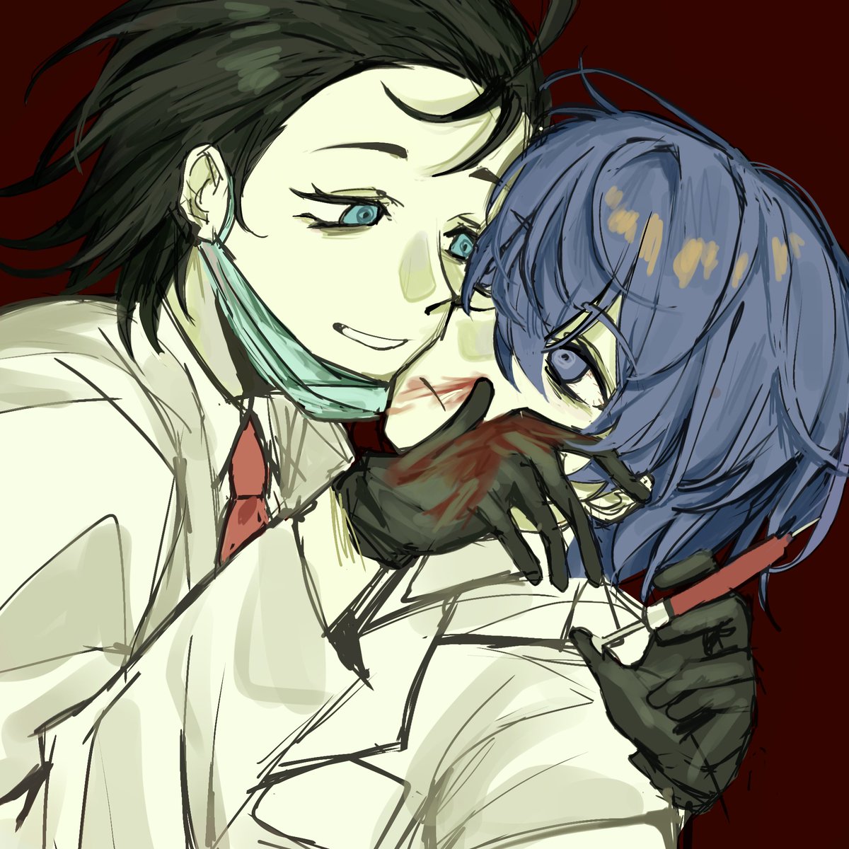 ry0160's tweet photo. my last ryomina of the year (madman doctor (or scientist idk) x his loyal assistant) #綾主 #ryomina https://t.co/wn8wQAisx0