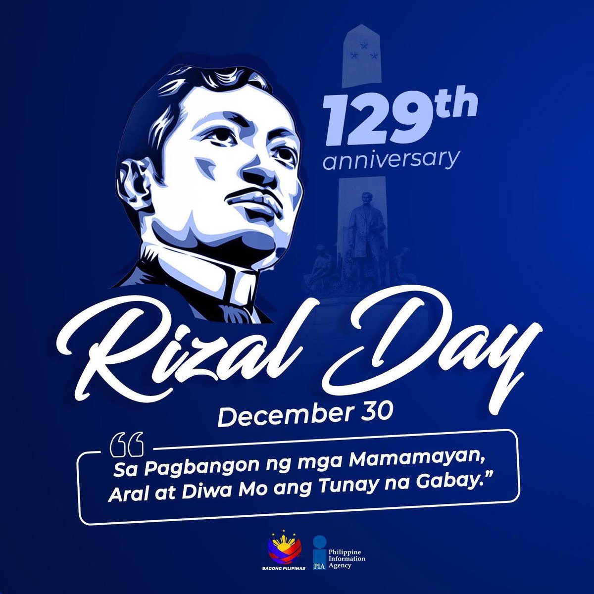 piawesmin's tweet image. Let us draw inspiration from the enduring lessons of Dr. Jose Rizal as we face new challenges as a nation.

#BeInformed 
#BagongPilipinas 
#EmpoweringCommunities