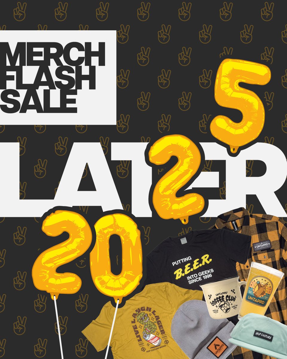untappd's tweet image. 25% OFF ALL MERCH!

🤯 Yeah, your eyes aren’t playing tricks on you! That’s a wild discount!

👋 What better way to celebrate 2025 than with 25% off all the merch in the Untappd Shop?

🛒 Just use Code: LATER25 at checkout

⏳ But don’t hesitate! This sale won’t last long!