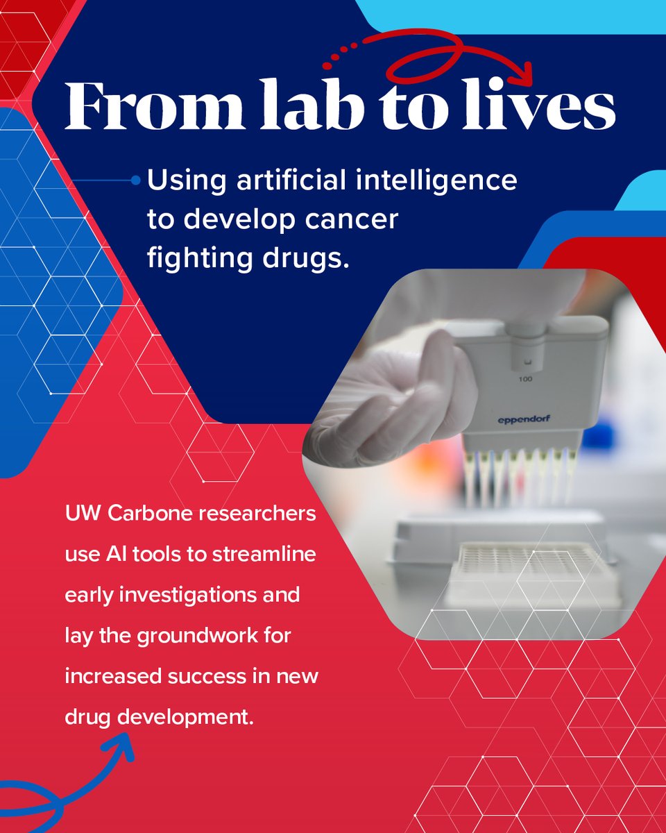 UWCarbone's tweet photo. By combining chemical data with AI tools, UW Carbone researchers Anthony Gitter, PhD, Michael Newton, PhD, and Spencer Ericksen, PhD, are finding smarter ways to spot promising compounds faster.

🔬 Learn more: https://t.co/uGotahsmzo https://t.co/z6mv2yjuSd